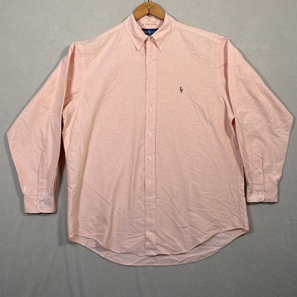 Ralph Lauren Yarmouth Long Sleeve Button Shirt Orange Flesh Pony 17/34-35 Office - Picture 2 of 6